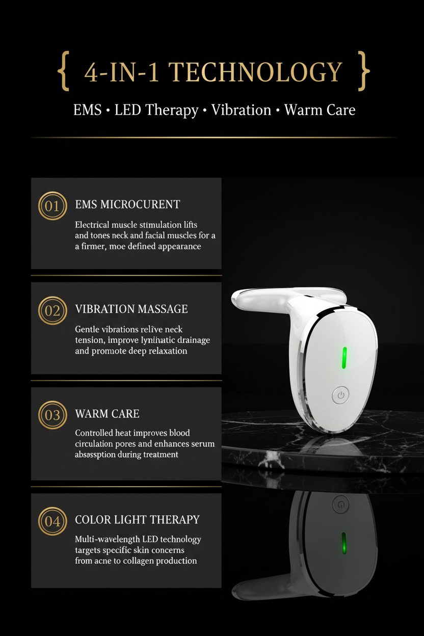 MAXAURA Benefits - EMS Neck Device 4-in-1 Technology
