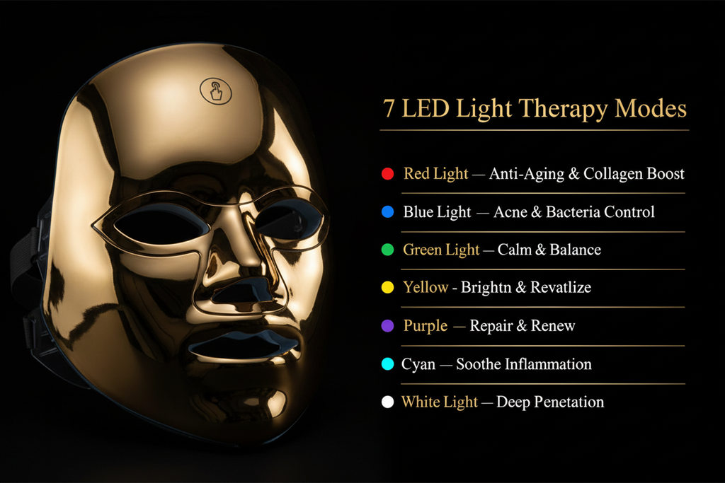 MAXAURA Features Infographic - 7 LED Light Modes