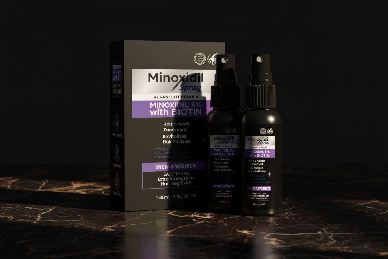 MAXAURA Hero Shot - Minoxidil Spray Bottles Black Marble