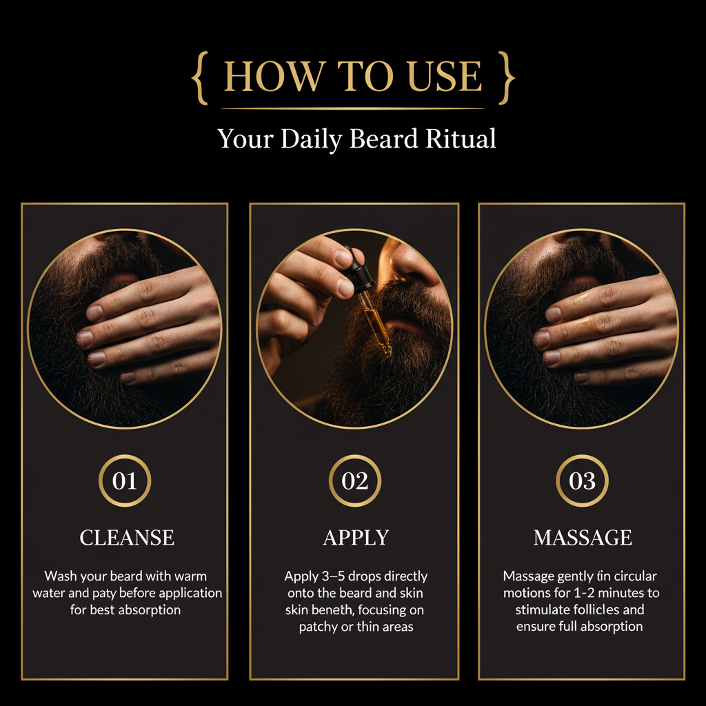 MAXAURA How To Use - Beard Growth Oil 3 Steps
