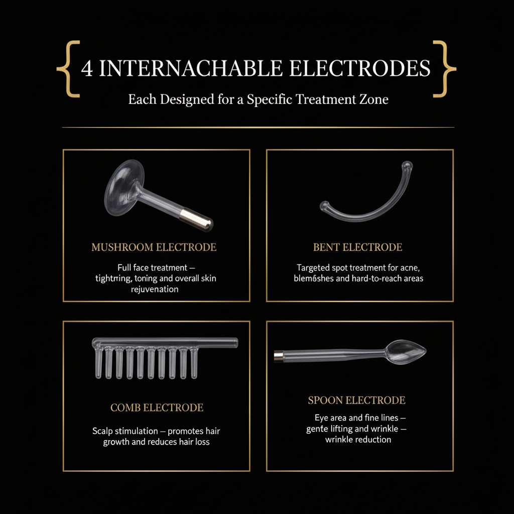 MAXAURA Infographic - 4 Electrodes High Frequency Wand