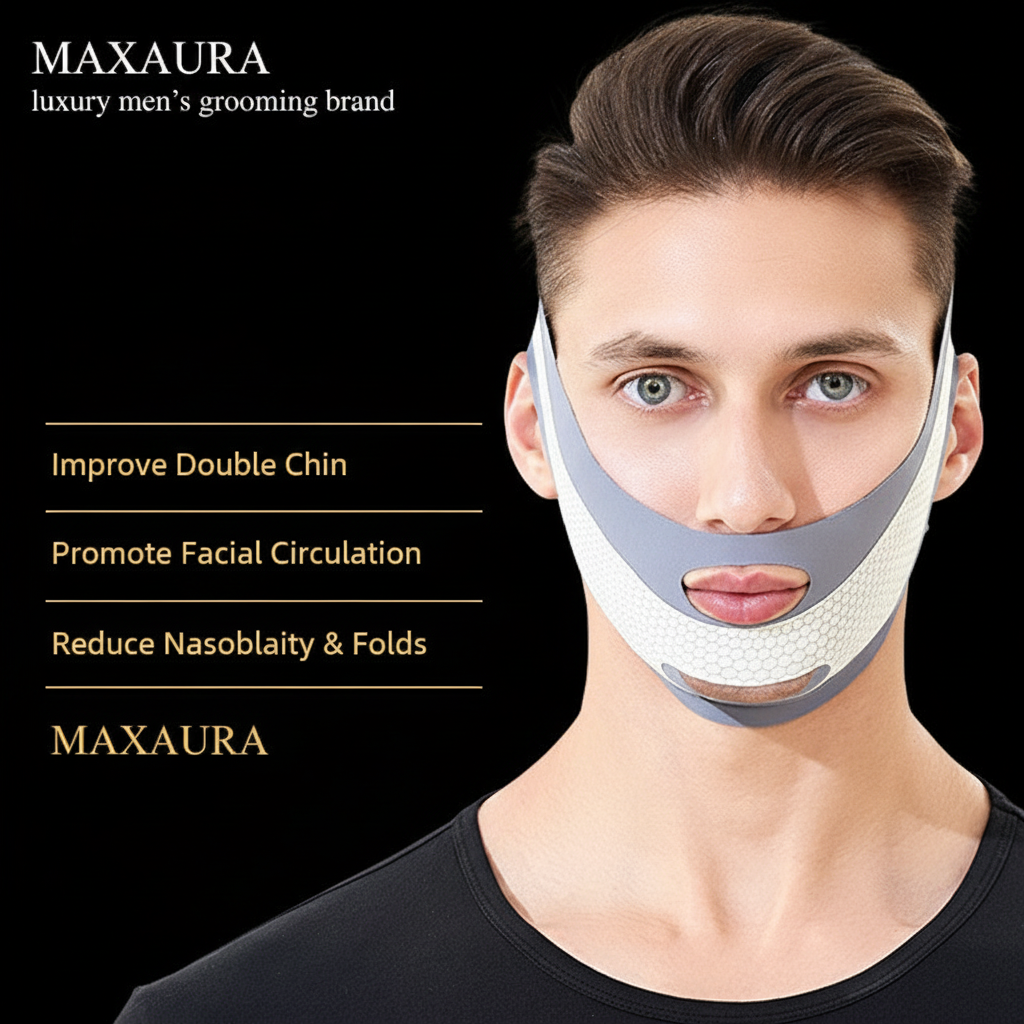 MAXAURA Realistic Infographic - V-Line Face Mask