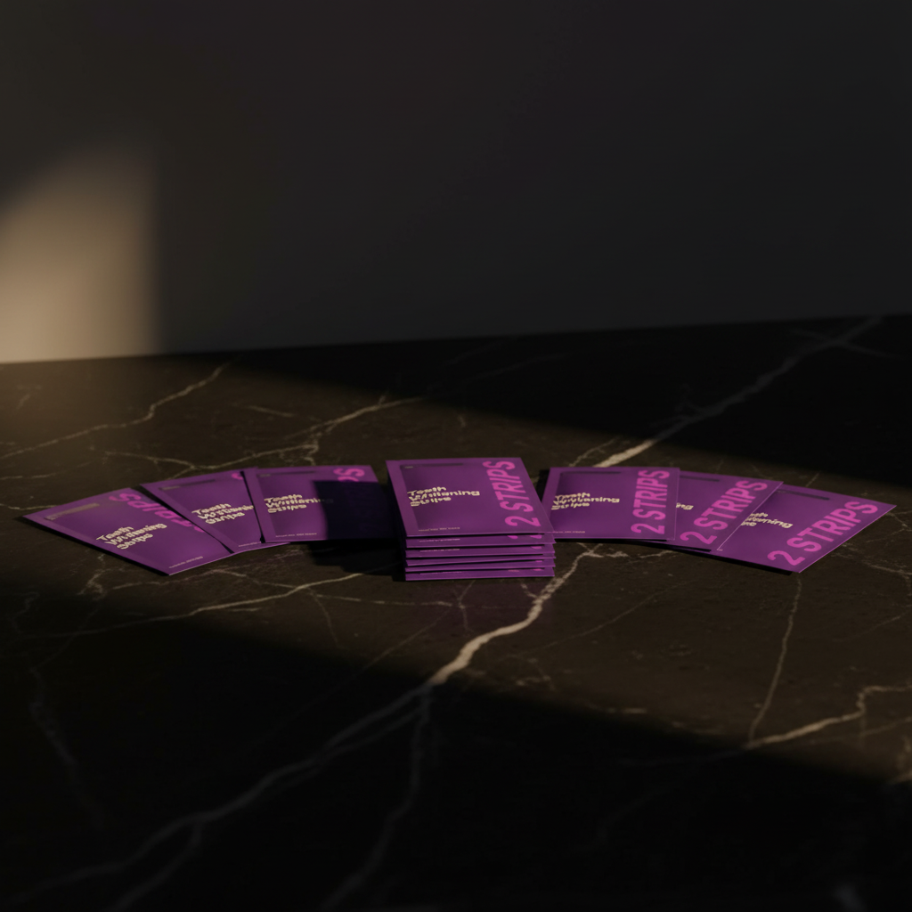 MAXAURA — Whitening Strip Packets Flat Lay